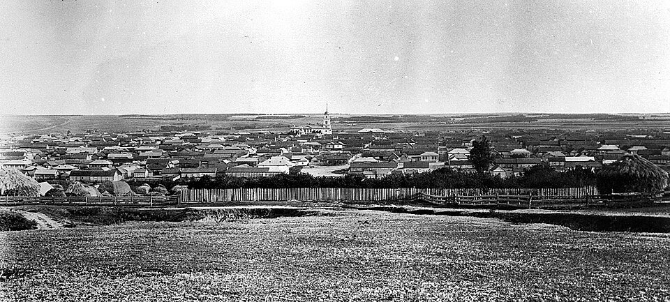 Панорама колонии Норка на Волге (историческая фотография)